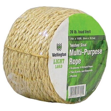 WELLINGTON CORDAGE Wellington Cordage 11345 0.25 in. x 100 ft. Sisal Rope; Natural Fiber 203257